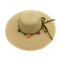 Empire Cove Womens Wide Brim Straw Hat Floppy Sun Hat Panama Fedora Summer-Flower Beige-