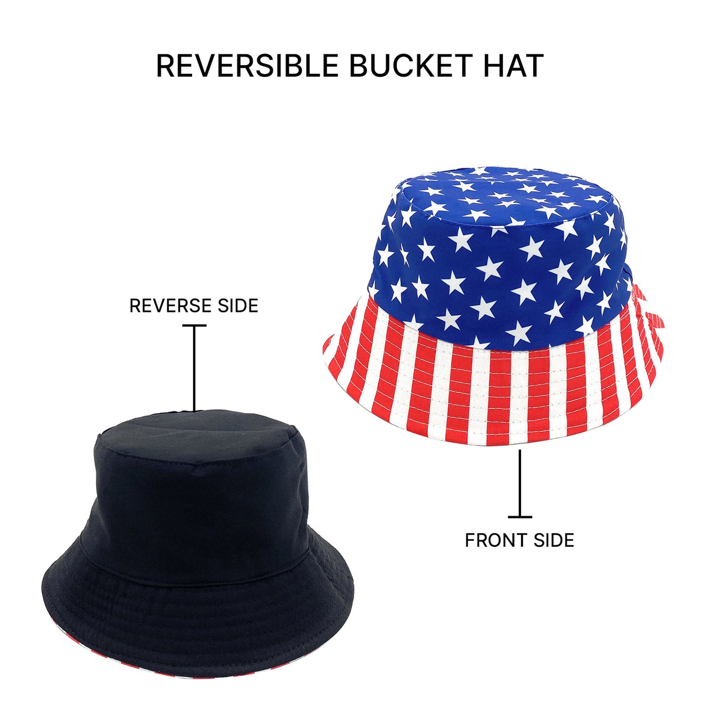 Empire Cove USA American Flag Patriotic Bucket Hat Fisherman Cap Women Men-