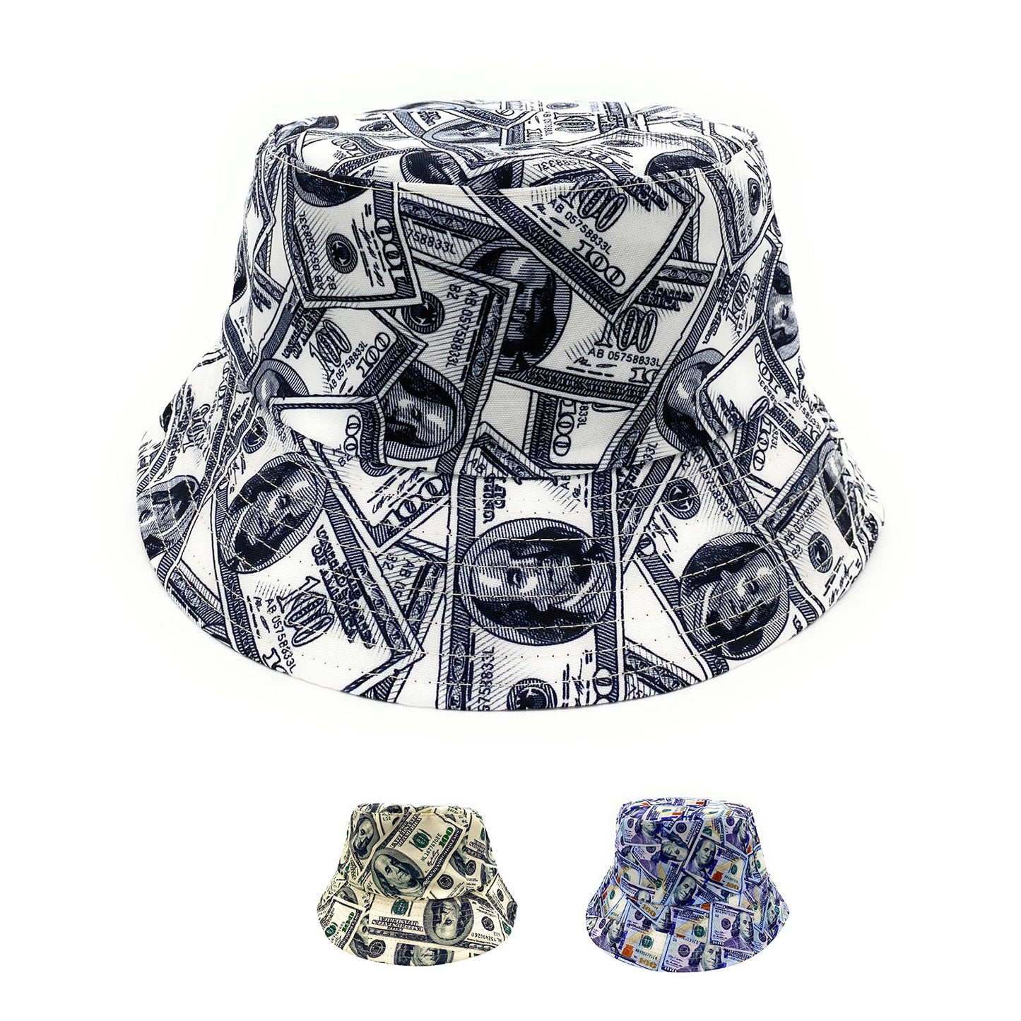 Empire Cove 100 Dollar Bill Money Bucket Hat Reversible Fisherman Cap Women Men-100 Dollar Bill Black-