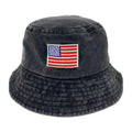 Empire Cove Washed USA Flag Cotton Bucket Hats Patriotic Hats Fisherman Cap-Black-