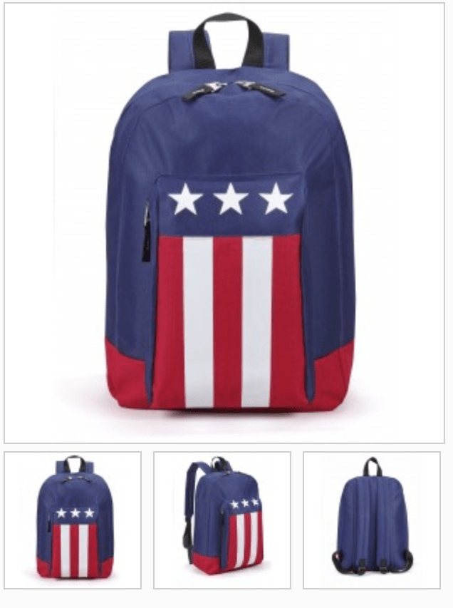 USA Flag Patriotic Backpack Book Bag School Travel Carry-On Adjustable Straps-