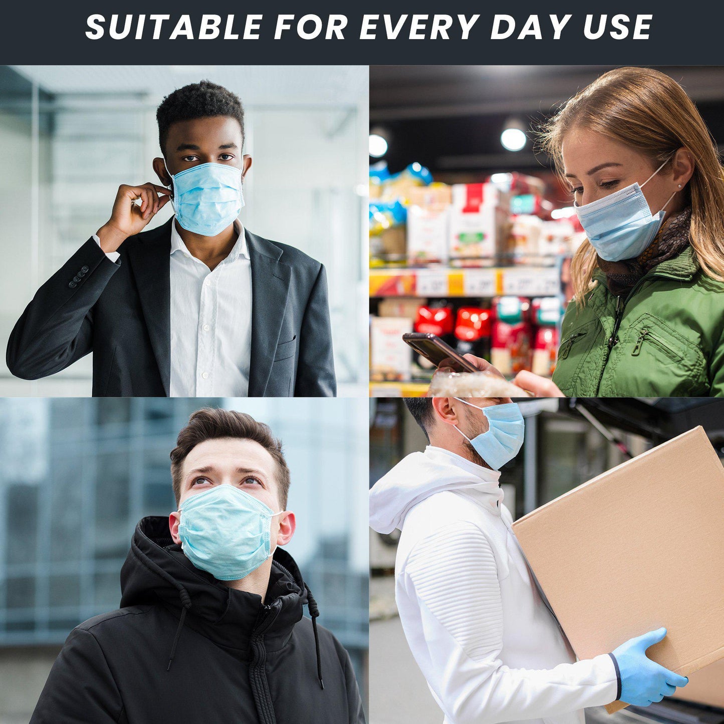 Amlife 50 Pack Daily Wear Face Mask Made in USA Imported Fabric-