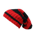 Empire Cove Slouch Long Beanie Winter Warm Knit Two Tone Womens Mens Unisex-Red/Black-