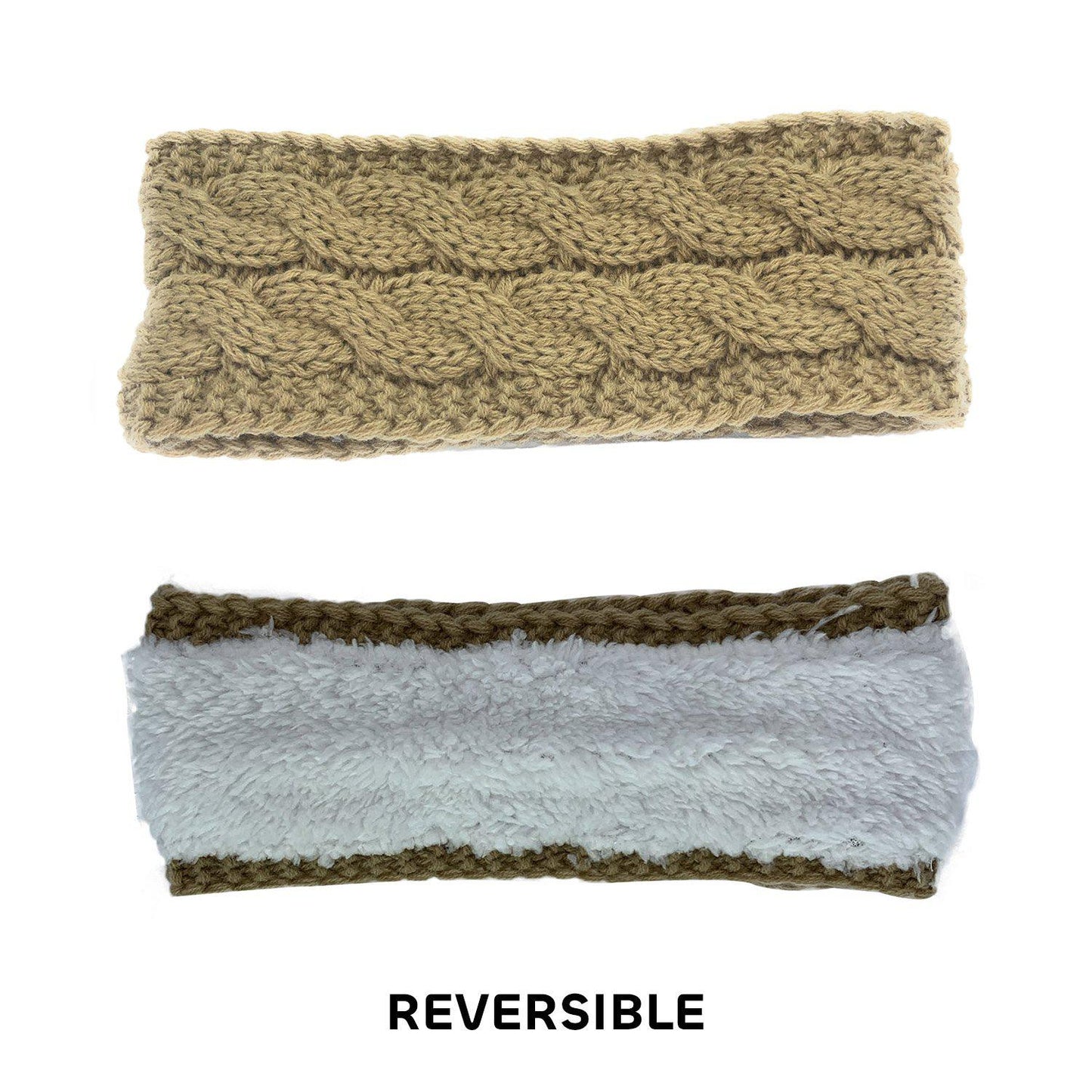 Empire Cove Reversible Headband Beanie Womens Winter Warm Solid Cable Knit-Black-