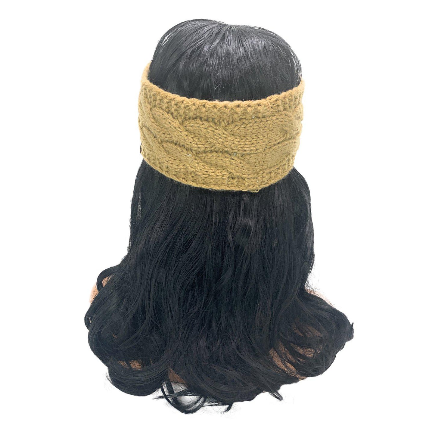 Empire Cove Reversible Headband Beanie Womens Winter Warm Solid Cable Knit-Black-