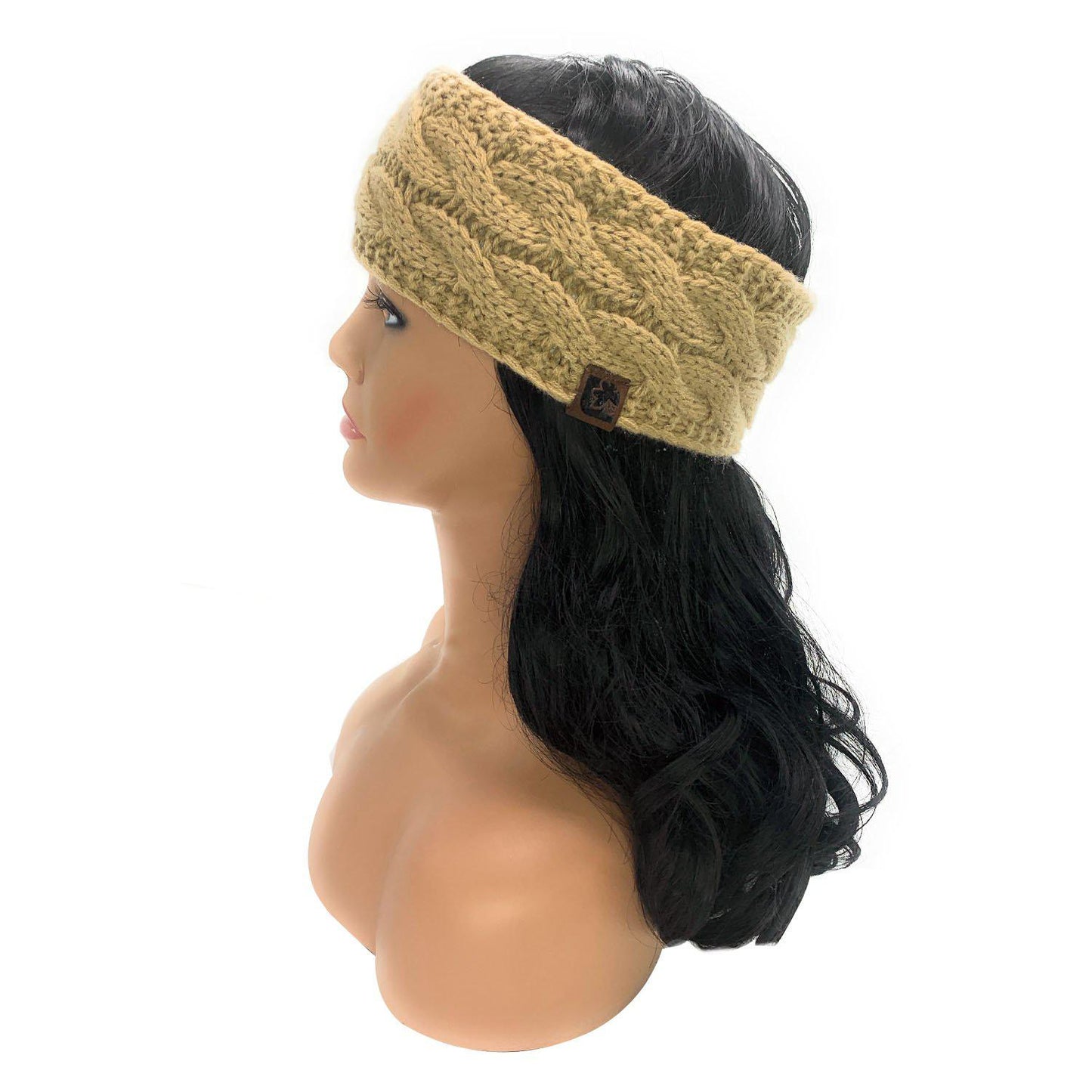 Empire Cove Reversible Headband Beanie Womens Winter Warm Solid Cable Knit-Black-
