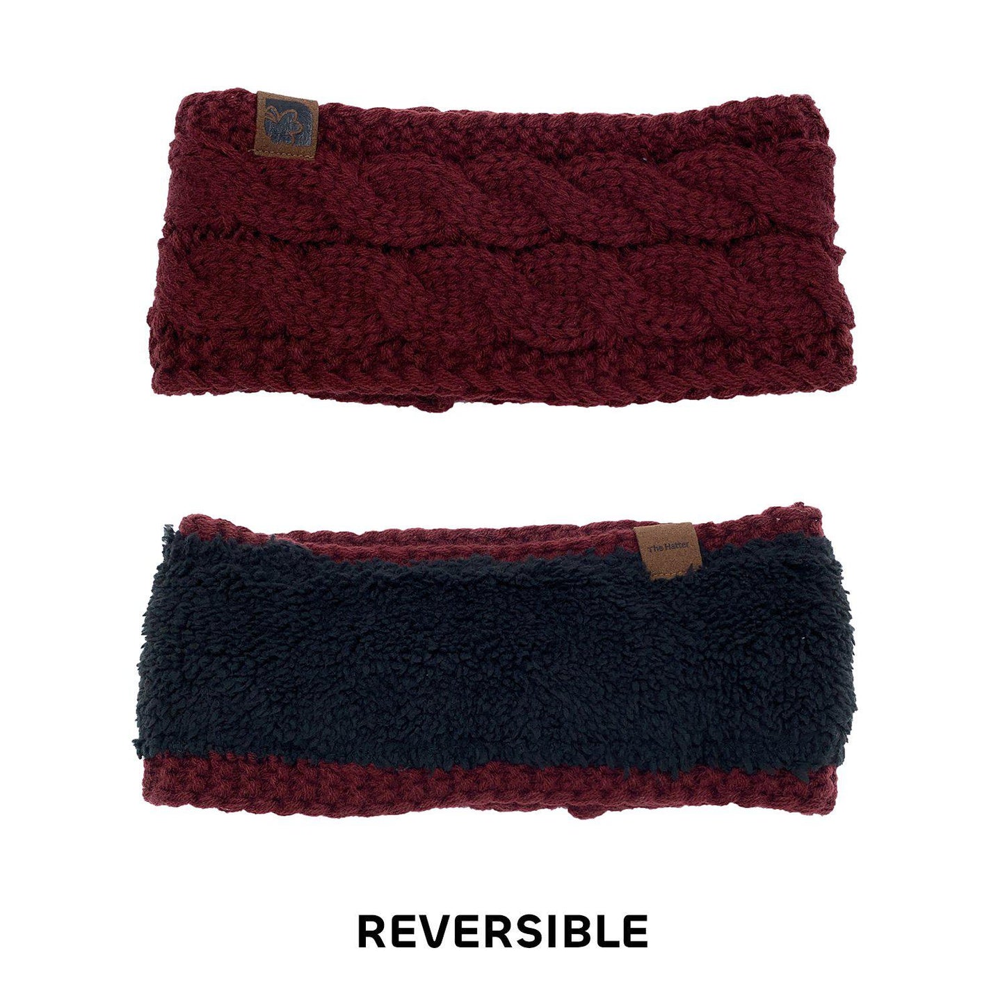 Empire Cove Reversible Headband Beanie Womens Winter Warm Solid Cable Knit-Black-