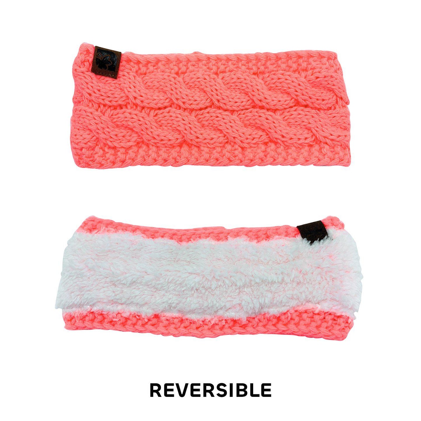 Empire Cove Reversible Headband Beanie Womens Winter Warm Solid Cable Knit-Black-