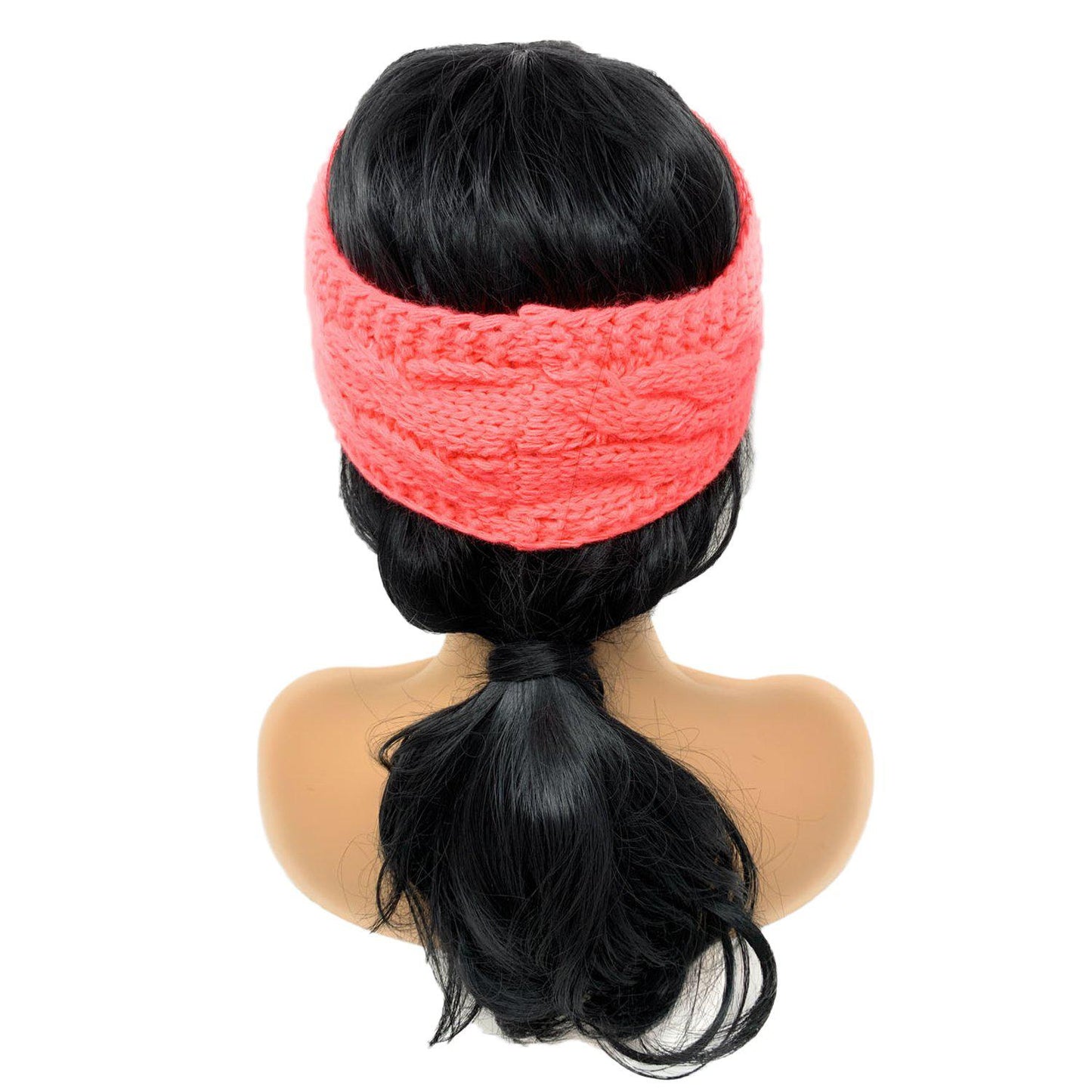 Empire Cove Reversible Headband Beanie Womens Winter Warm Solid Cable Knit-Black-