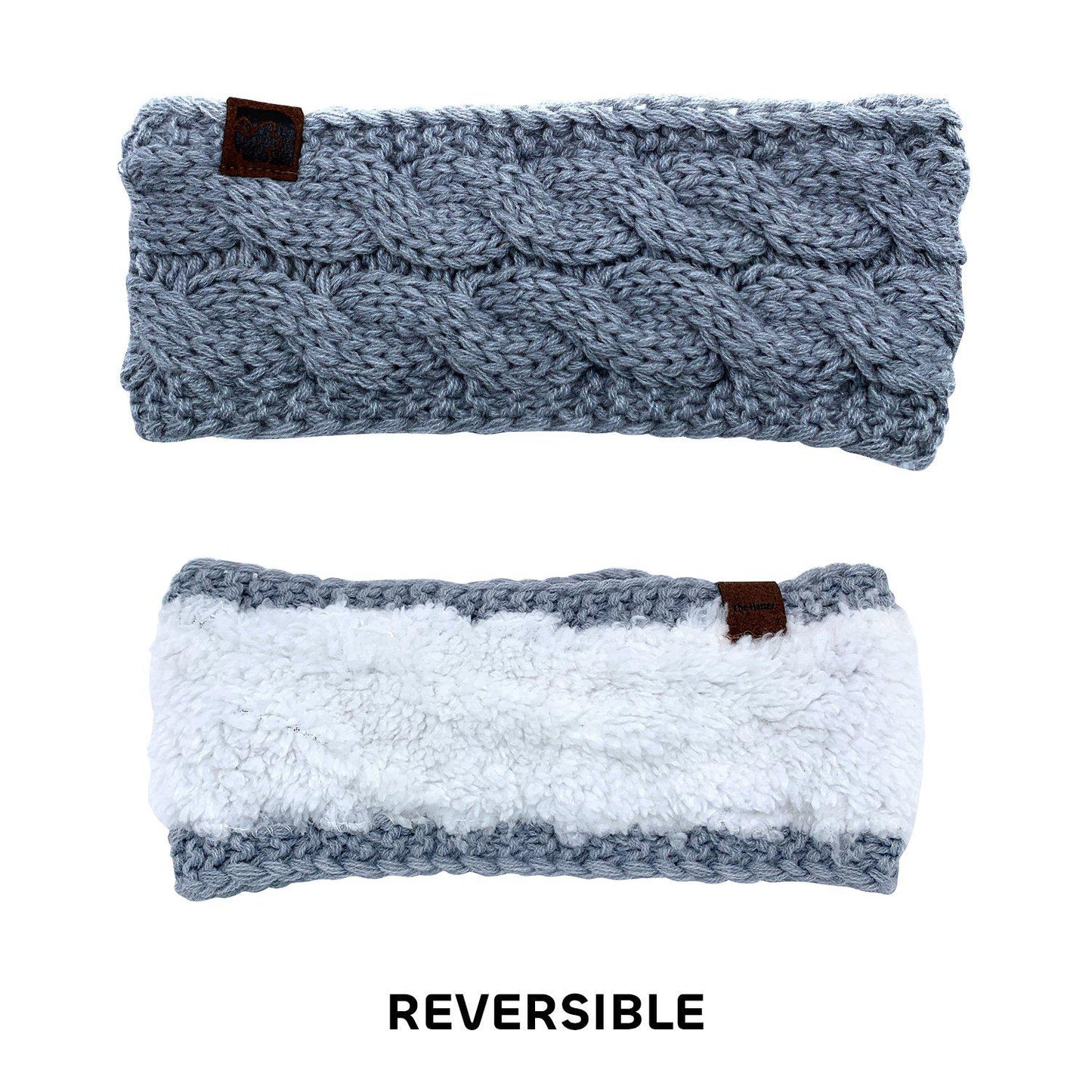 Empire Cove Reversible Headband Beanie Womens Winter Warm Solid Cable Knit-Black-