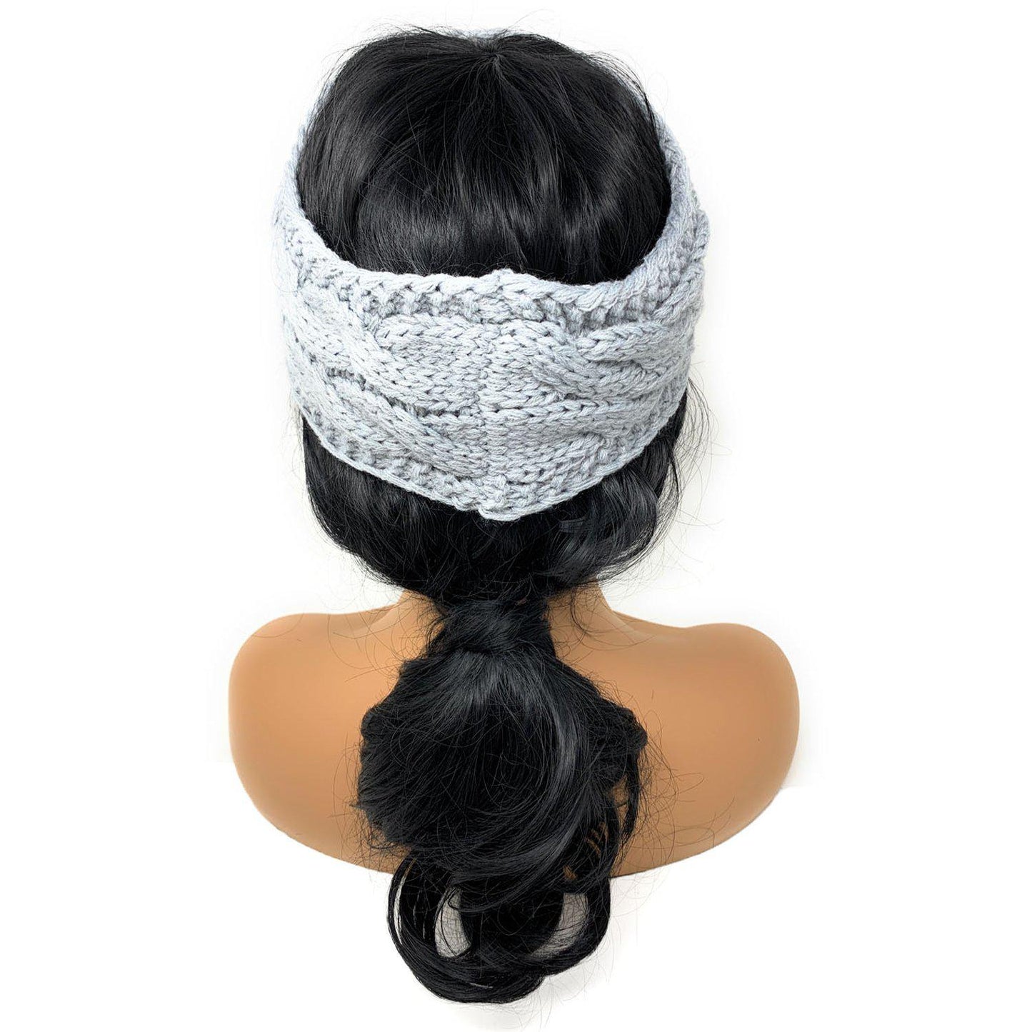 Empire Cove Reversible Headband Beanie Womens Winter Warm Solid Cable Knit-Black-