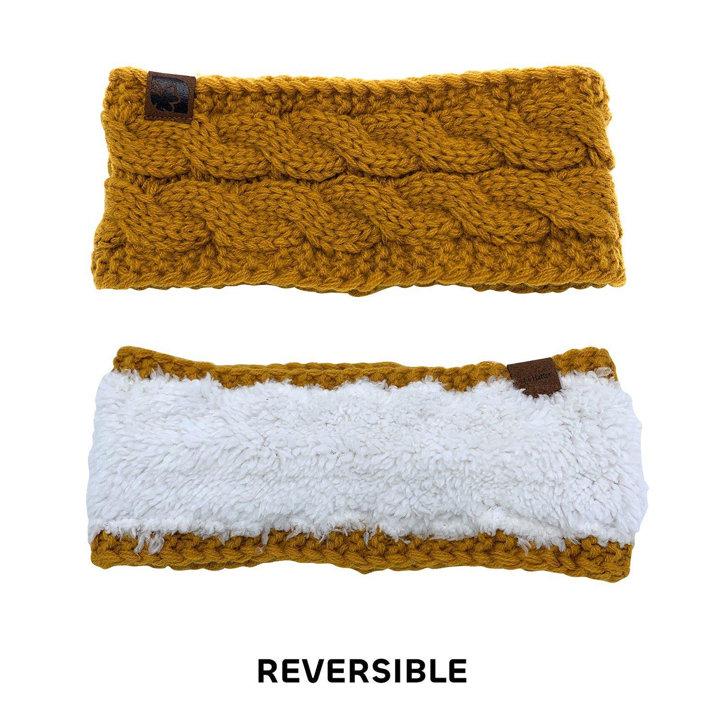 Empire Cove Reversible Headband Beanie Womens Winter Warm Solid Cable Knit-Black-