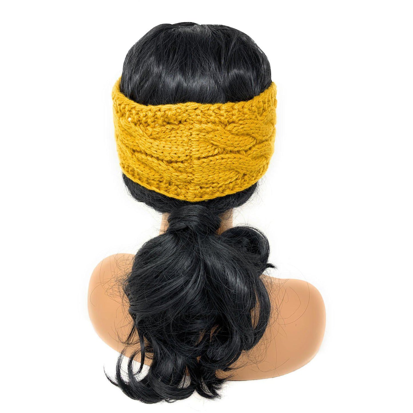 Empire Cove Reversible Headband Beanie Womens Winter Warm Solid Cable Knit-Black-