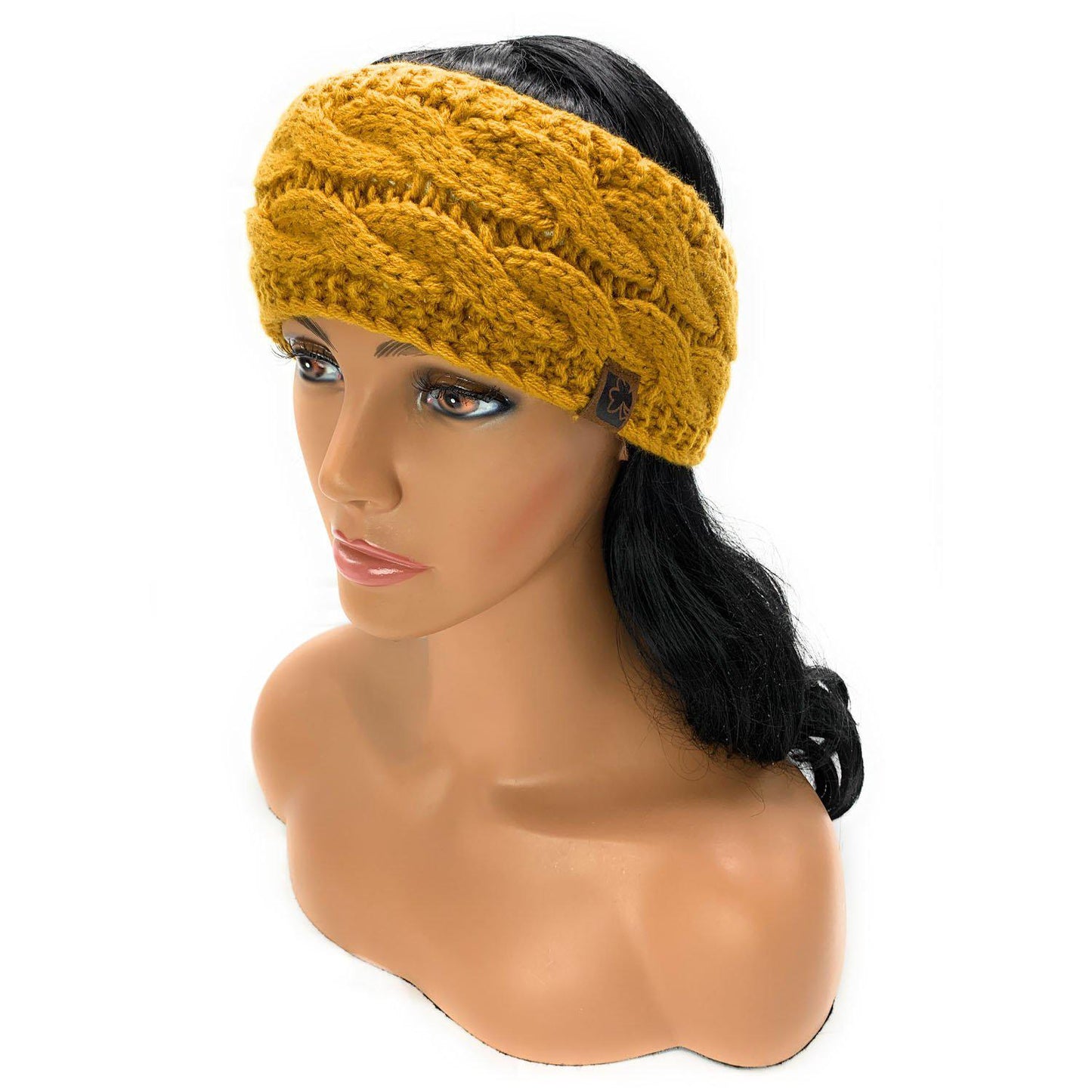 Empire Cove Reversible Headband Beanie Womens Winter Warm Solid Cable Knit-Black-