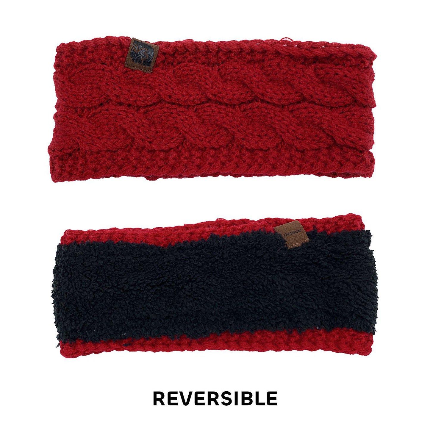 Empire Cove Reversible Headband Beanie Womens Winter Warm Solid Cable Knit-Black-