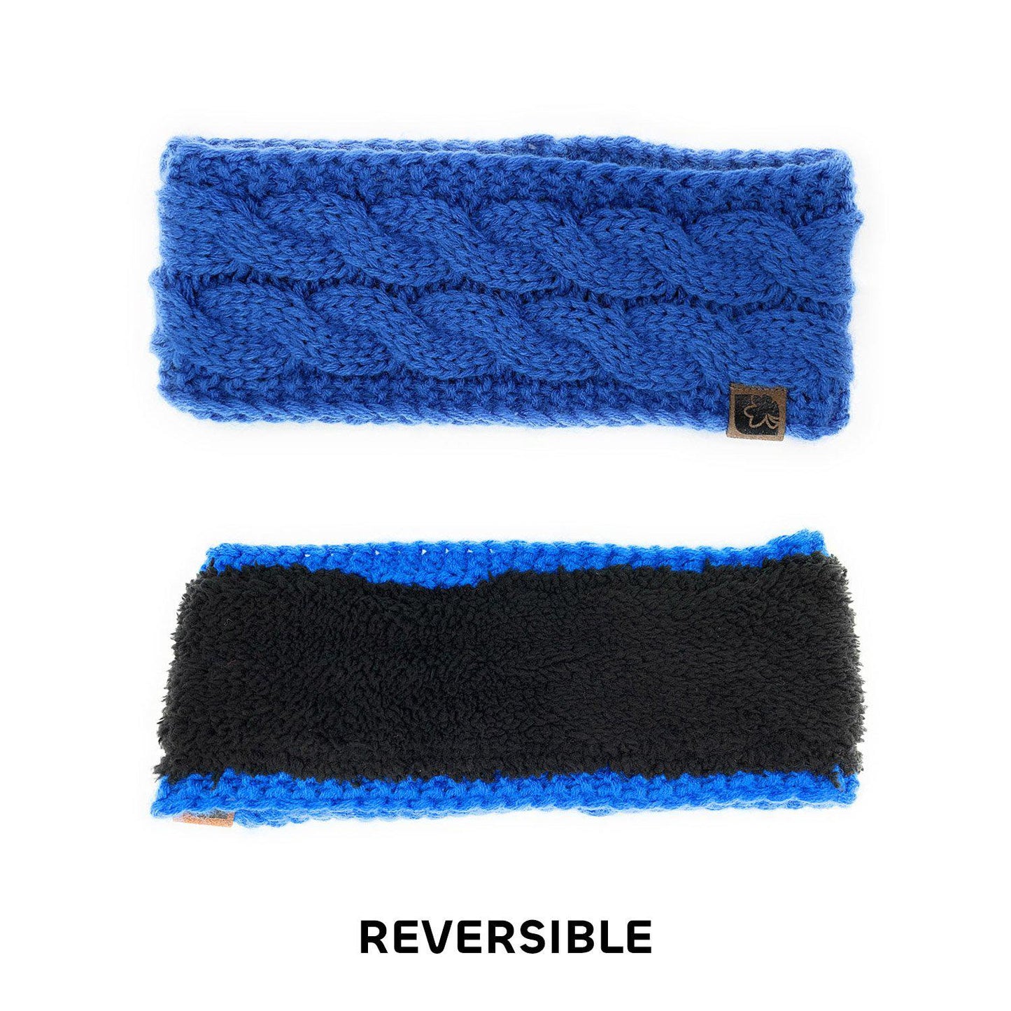 Empire Cove Reversible Headband Beanie Womens Winter Warm Solid Cable Knit-Black-