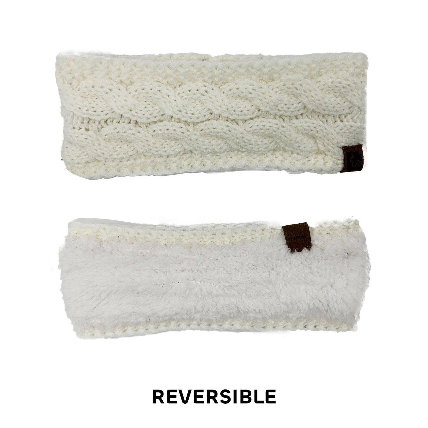 Empire Cove Reversible Headband Beanie Womens Winter Warm Solid Cable Knit-Black-