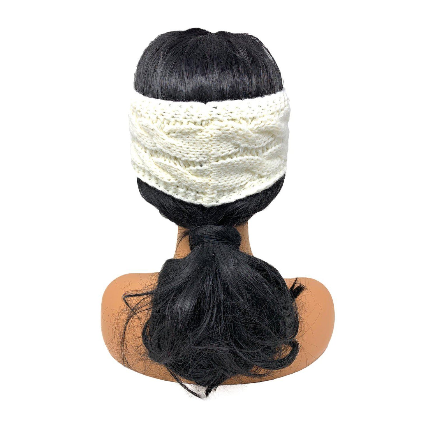 Empire Cove Reversible Headband Beanie Womens Winter Warm Solid Cable Knit-Black-