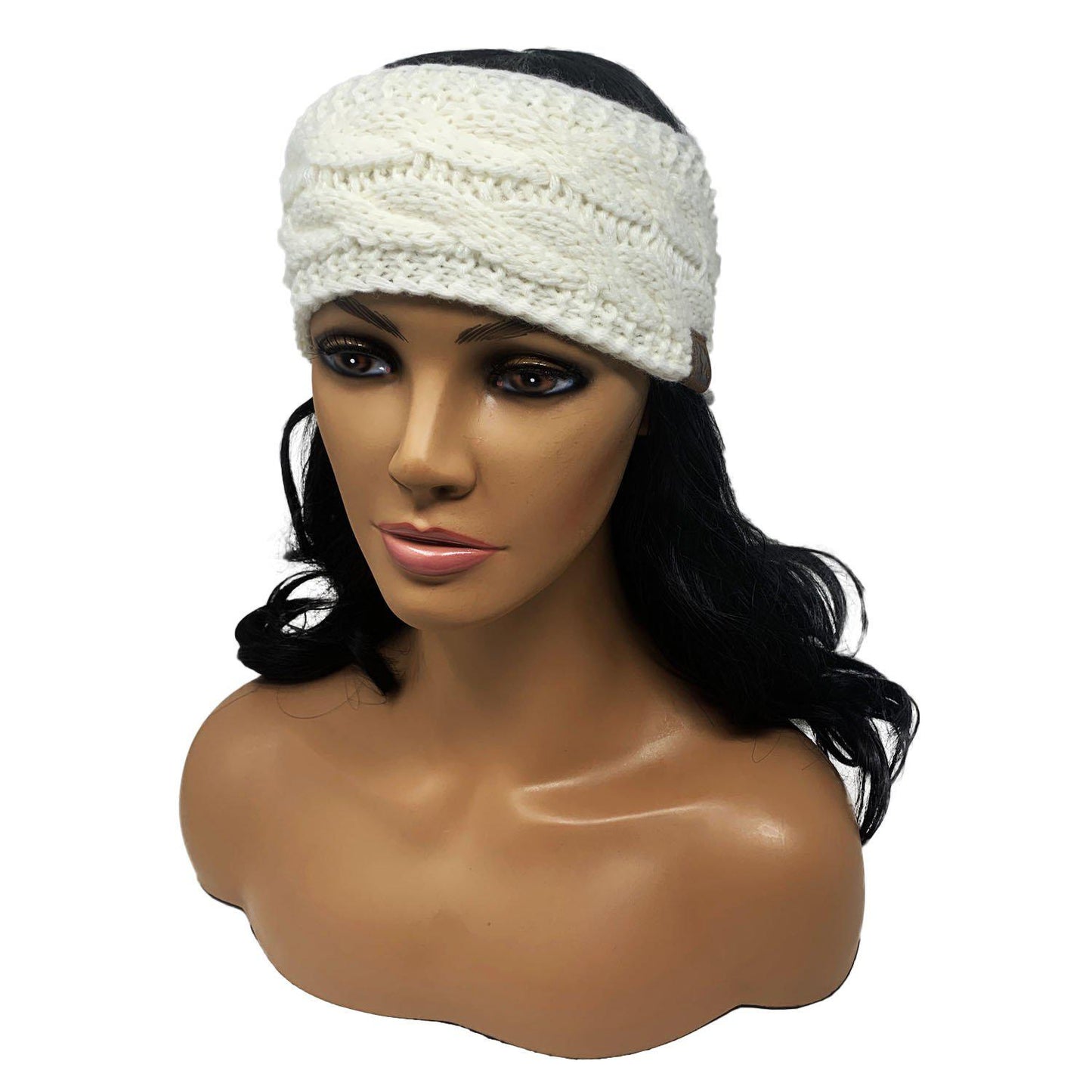 Empire Cove Reversible Headband Beanie Womens Winter Warm Solid Cable Knit-Black-