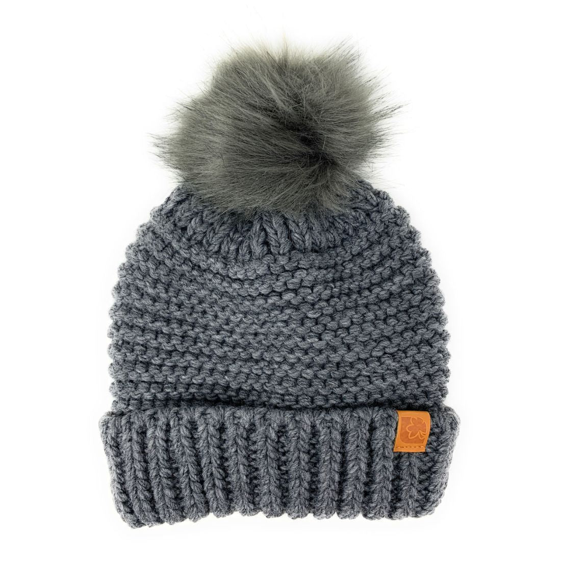 Empire Cove Winter Warm Solid Knit Cuff Beanie with Pom Pom Womens-Black-