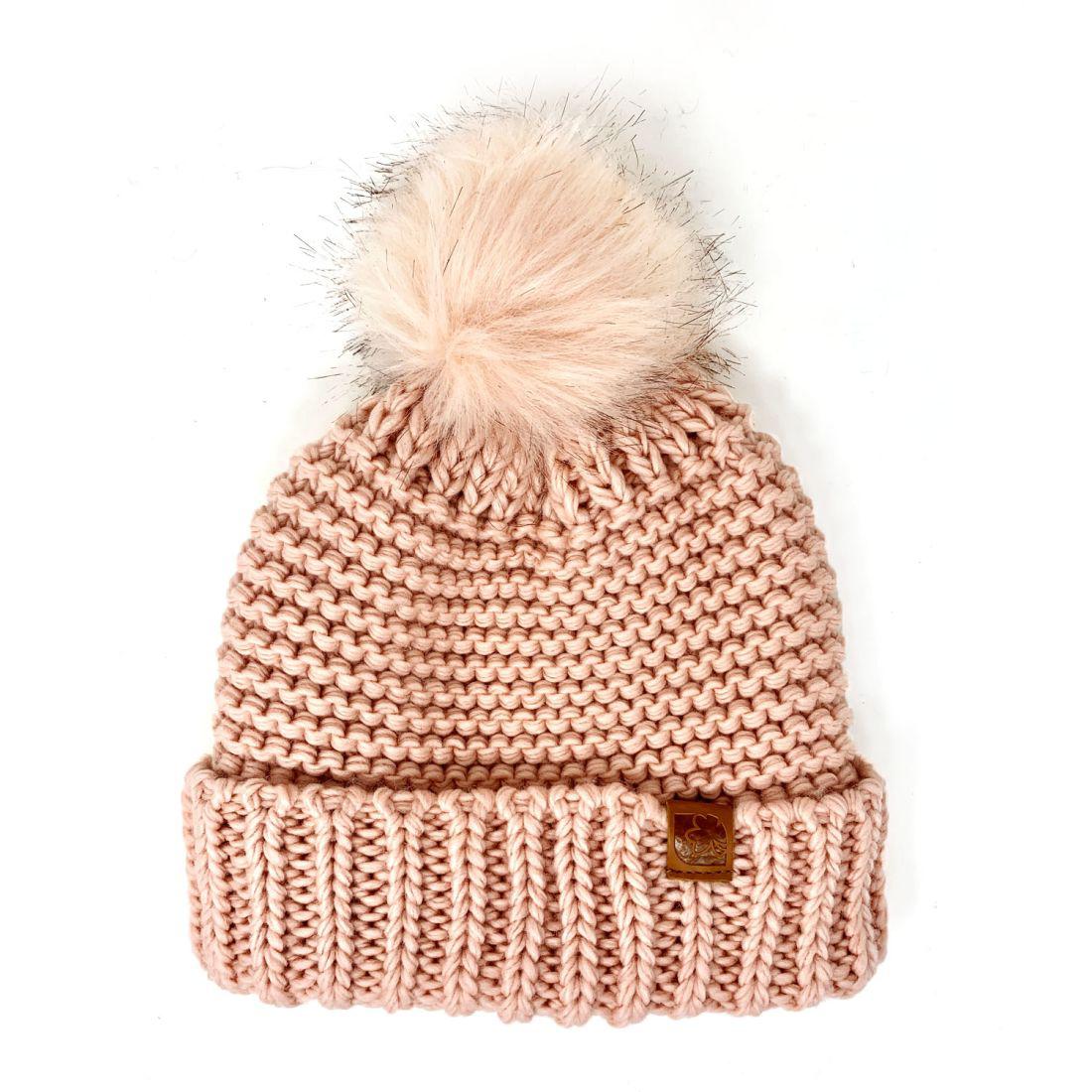 Empire Cove Winter Warm Solid Knit Cuff Beanie with Pom Pom Womens-Black-