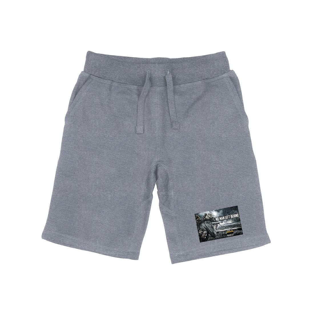RAPDOM TS6 Fleece Gym Shorts Patriotic Military No Men Left Behind-Heather Grey-Small-