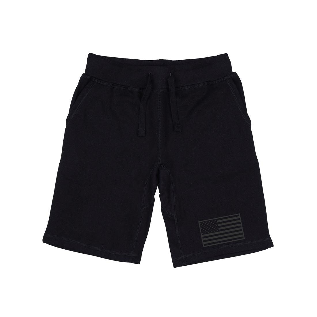 RAPDOM TS6 Fleece Gym Shorts Patriotic Tonal USA Flag-Black-Small-