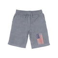 RAPDOM TS6 Fleece Gym Shorts Distressed Patriotic Vertical USA Flag-Heather Grey-Small-