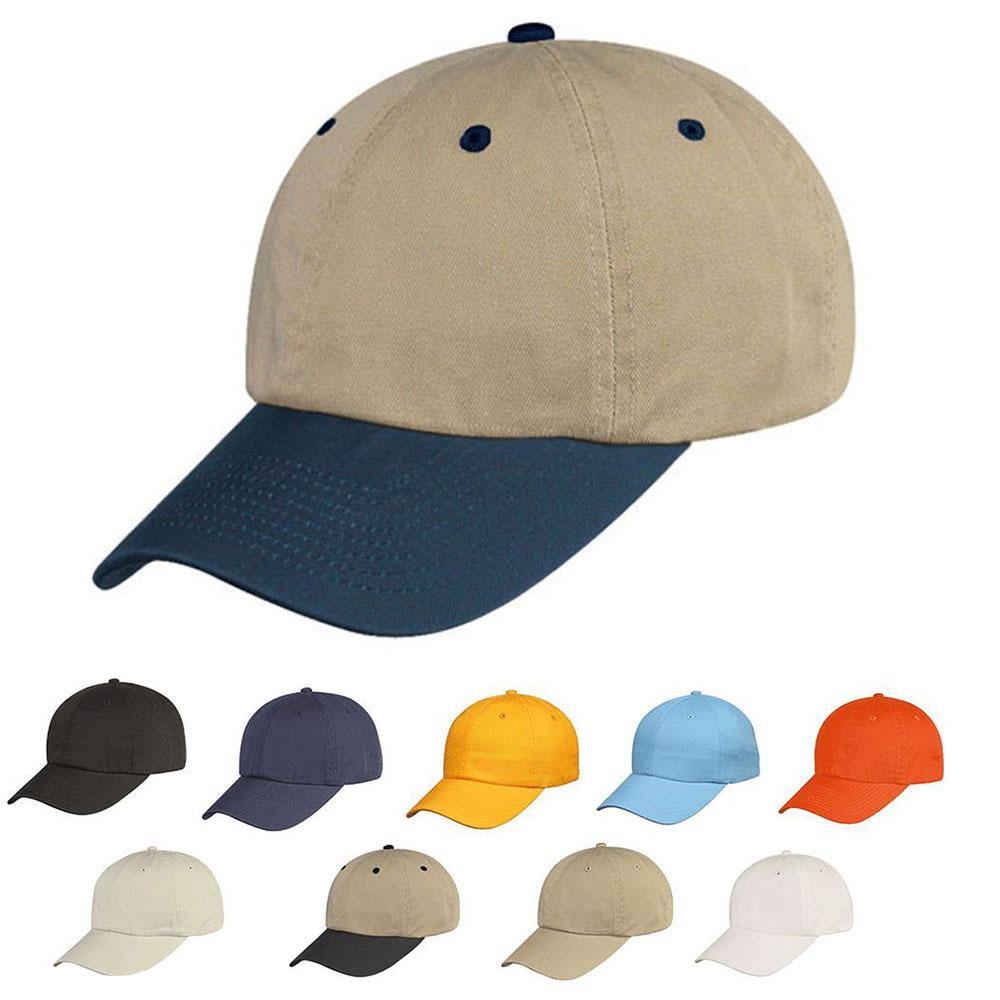 100% Washed Cotton Low Crown Unstructured 6 Panel Baseball Caps Hats-RED-