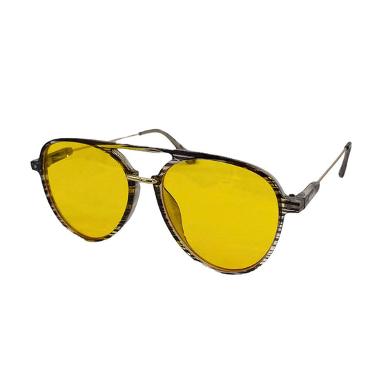 Empire Cove Oversized Aviator Sunglasses Stylish Round Shades Sunnies UV Protection-Black/Yellow-