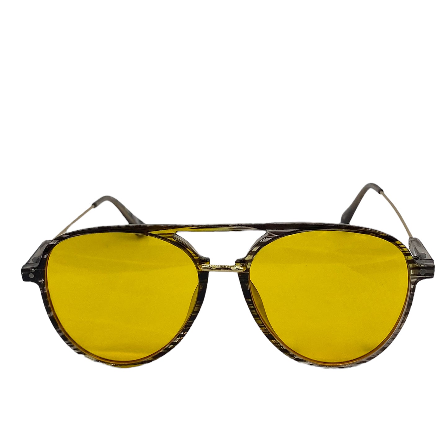 Empire Cove Oversized Aviator Sunglasses Stylish Round Shades Sunnies UV Protection-Black/Yellow-