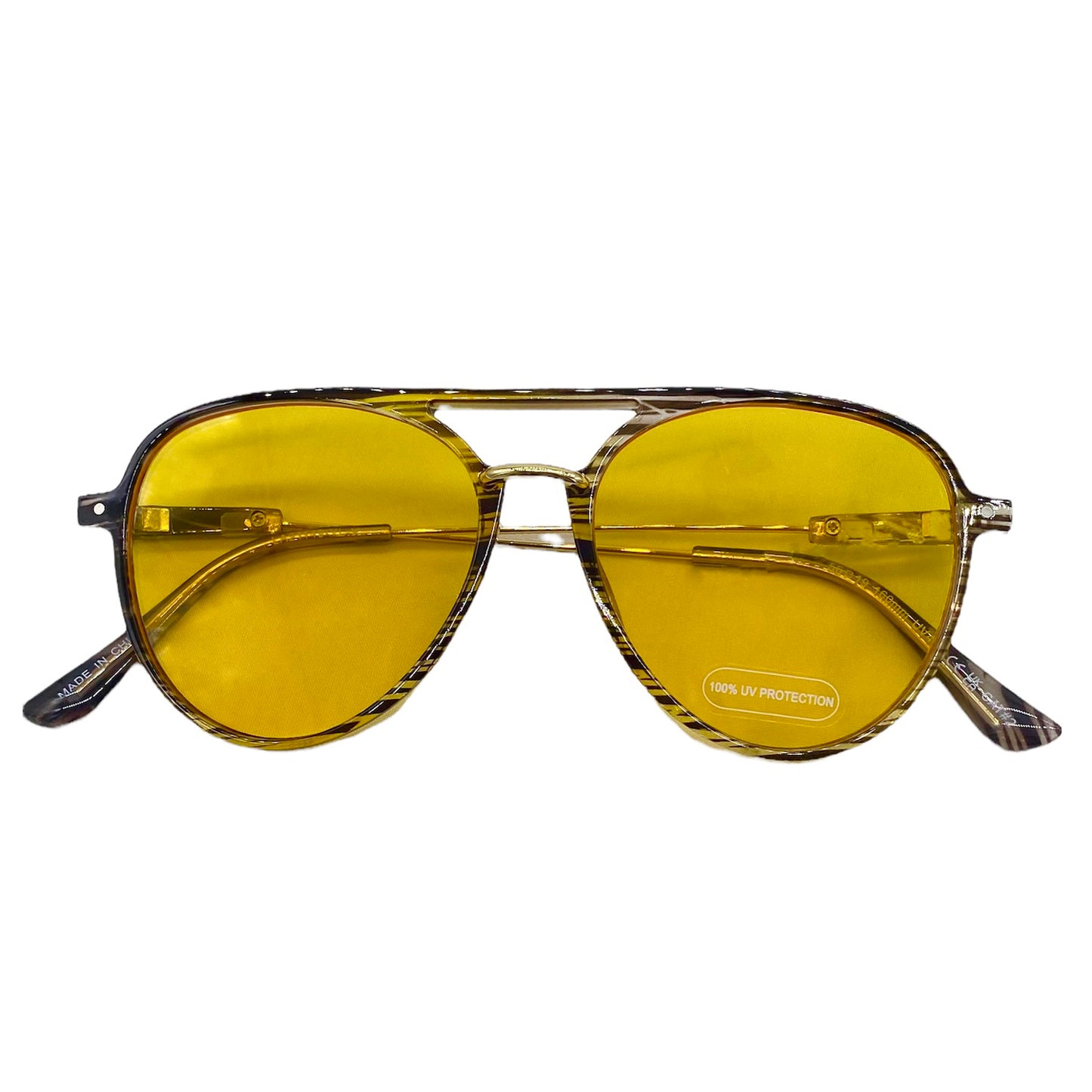 Empire Cove Oversized Aviator Sunglasses Stylish Round Shades Sunnies UV Protection-Black/Yellow-