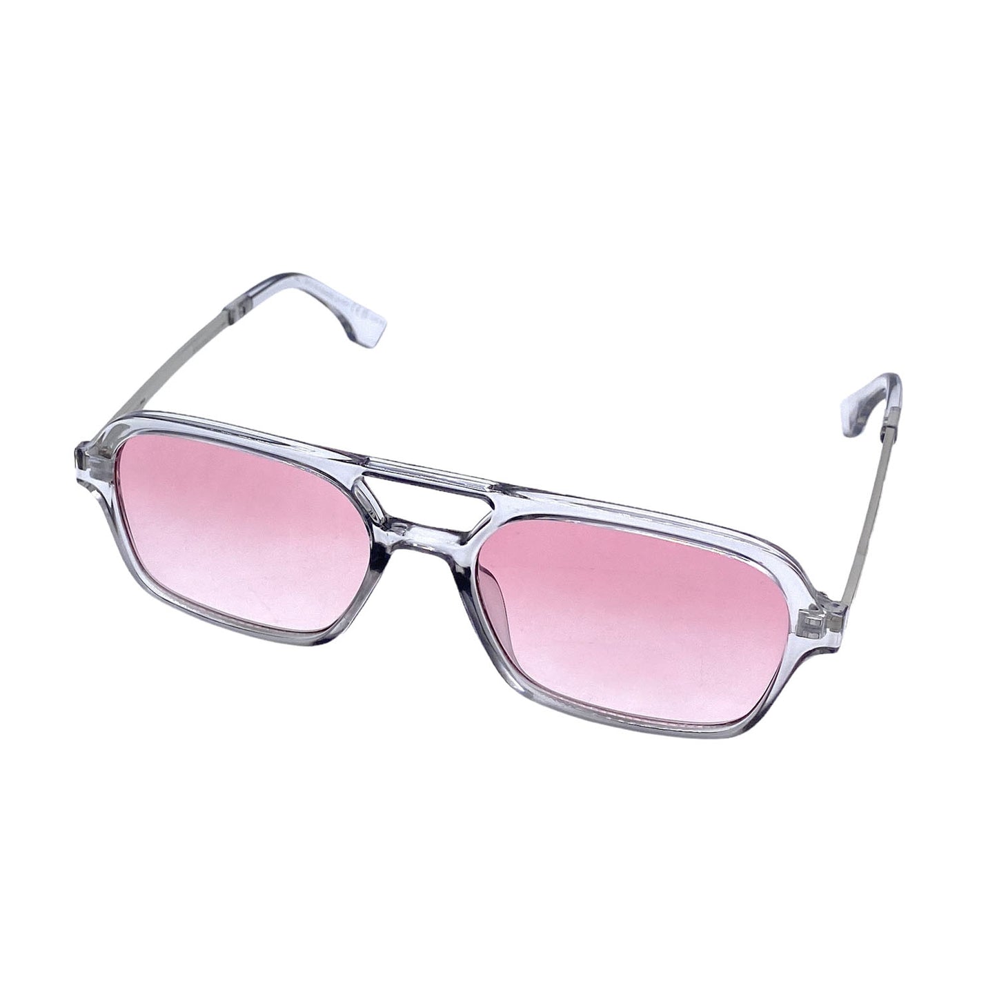 Empire Cove Aviator Sunglasses Retro Stylish Double Bridge UV Protection Driving-Grey/Pink-