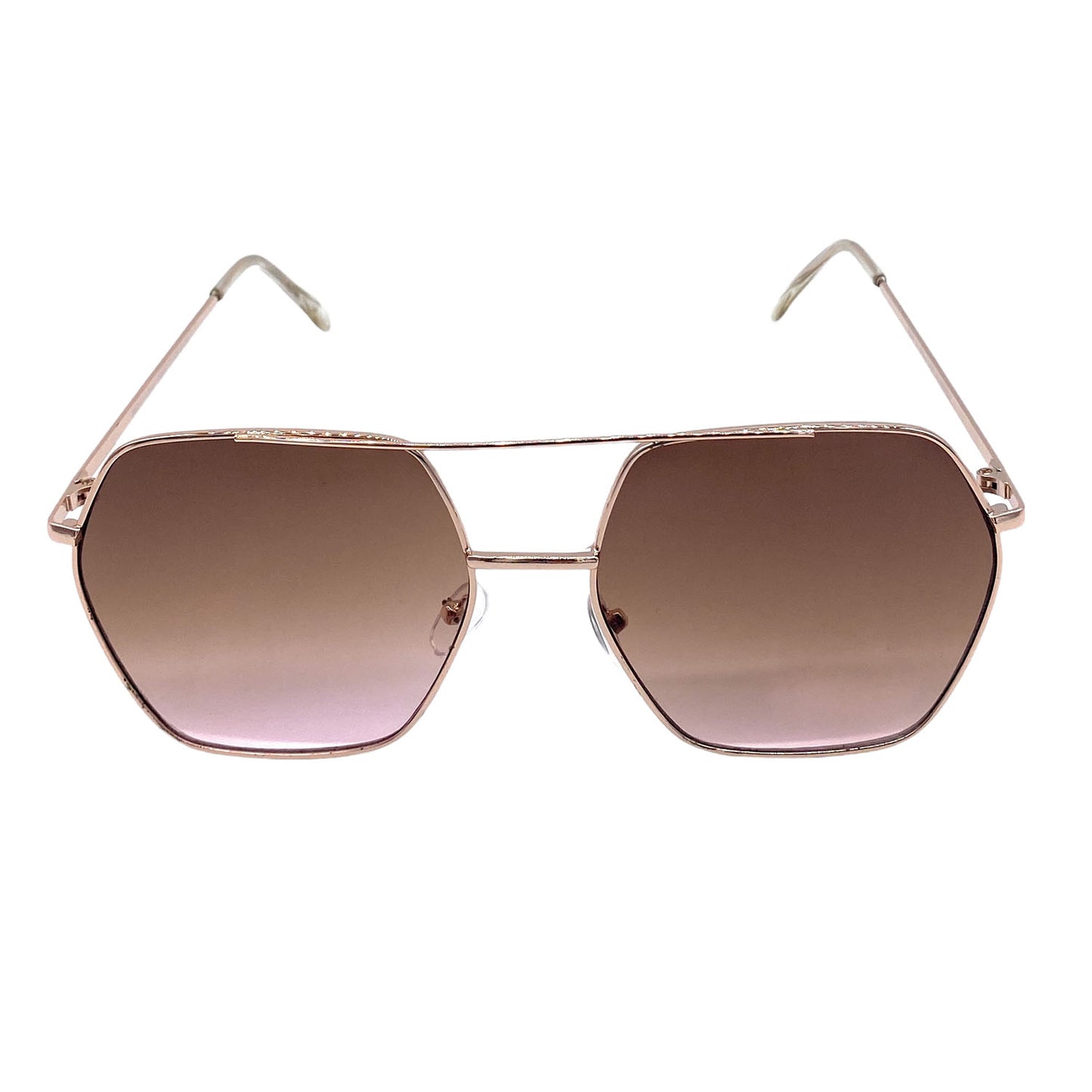 Empire Cove Polygon Sunglasses Metal Frame Classic Gradient Shades UV Protection-Gold/Smoke-
