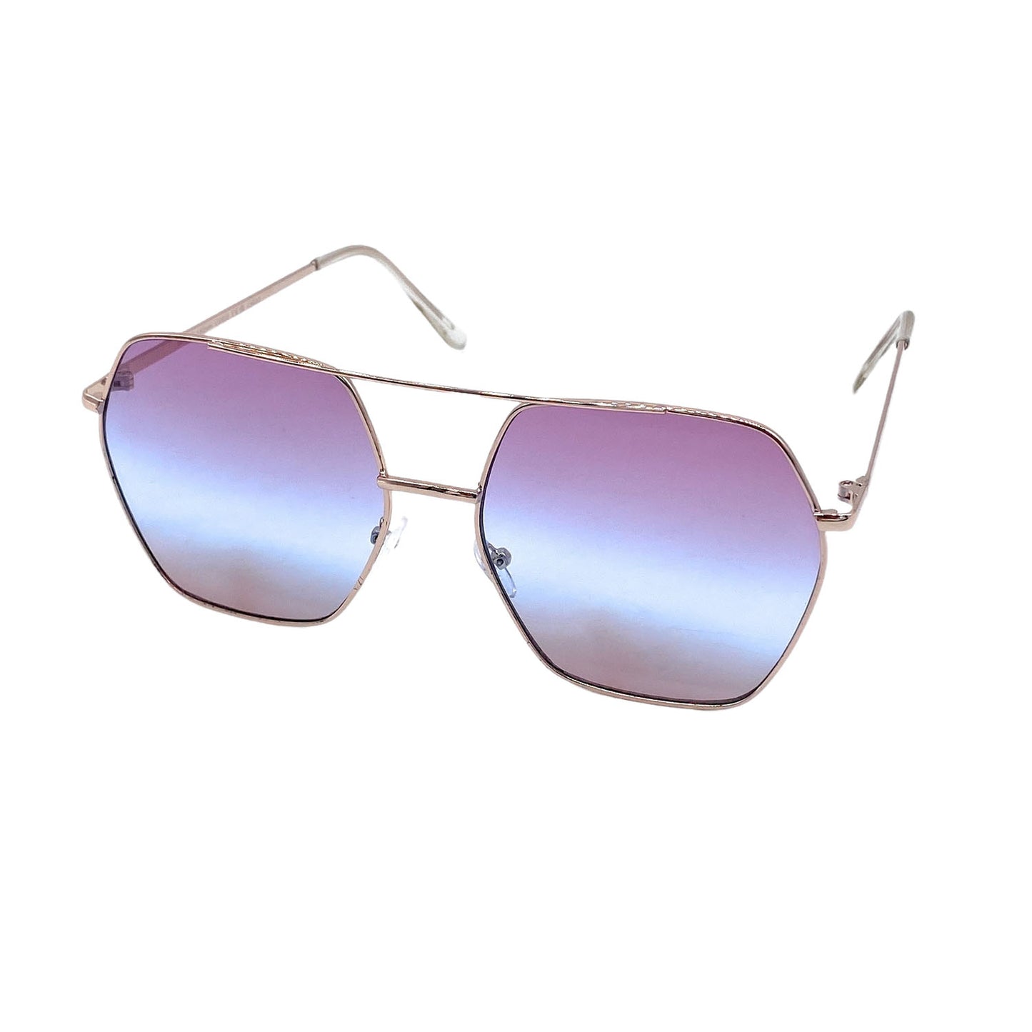 Empire Cove Polygon Sunglasses Metal Frame Classic Gradient Shades UV Protection-Gold/Purple Blue-