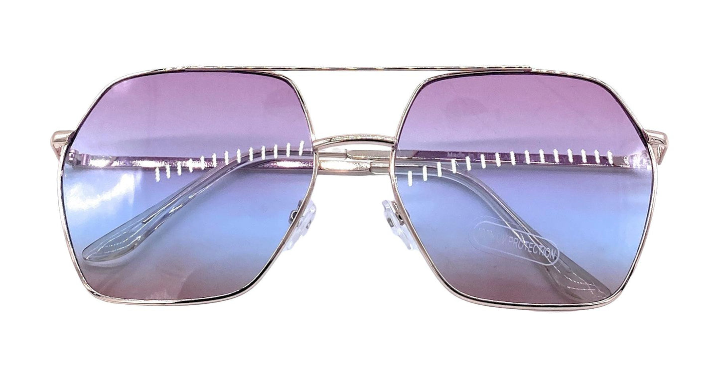 Empire Cove Polygon Sunglasses Metal Frame Classic Gradient Shades UV Protection-Gold/Smoke-