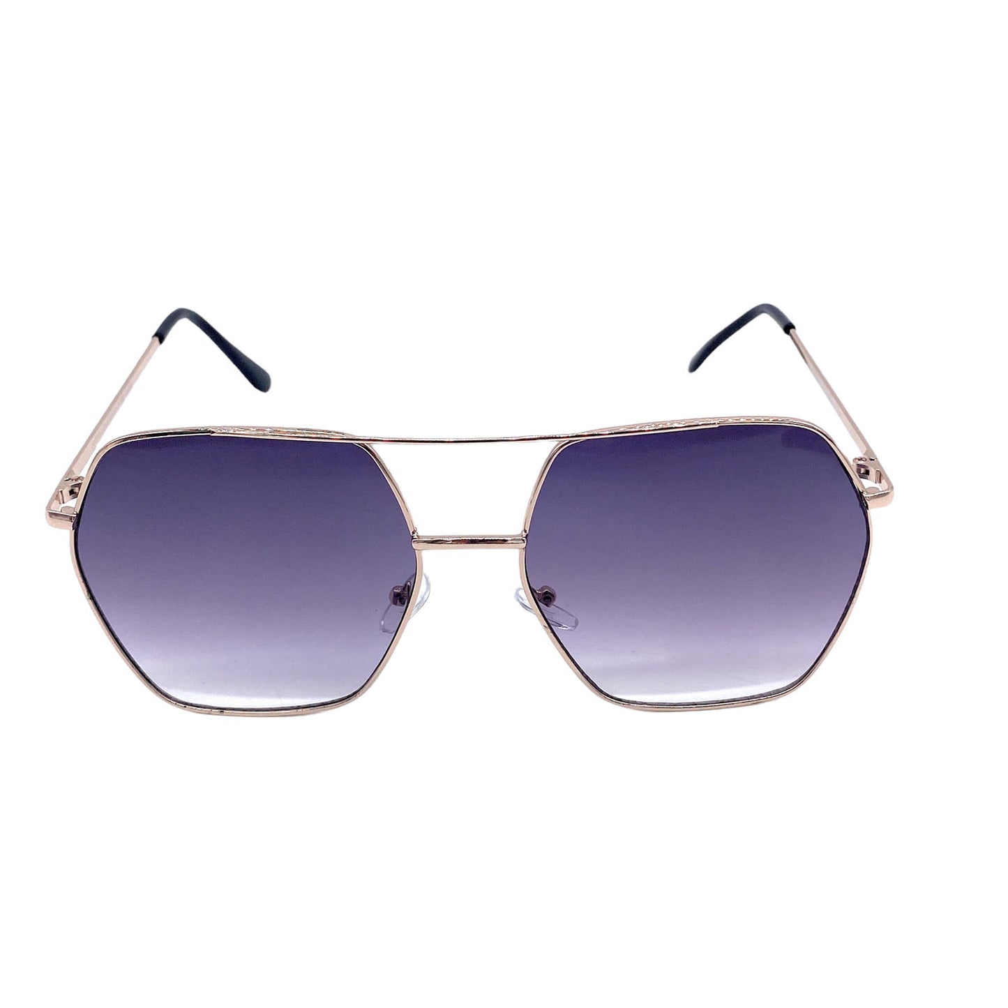 Empire Cove Polygon Sunglasses Metal Frame Classic Gradient Shades UV Protection-Gold/Smoke-