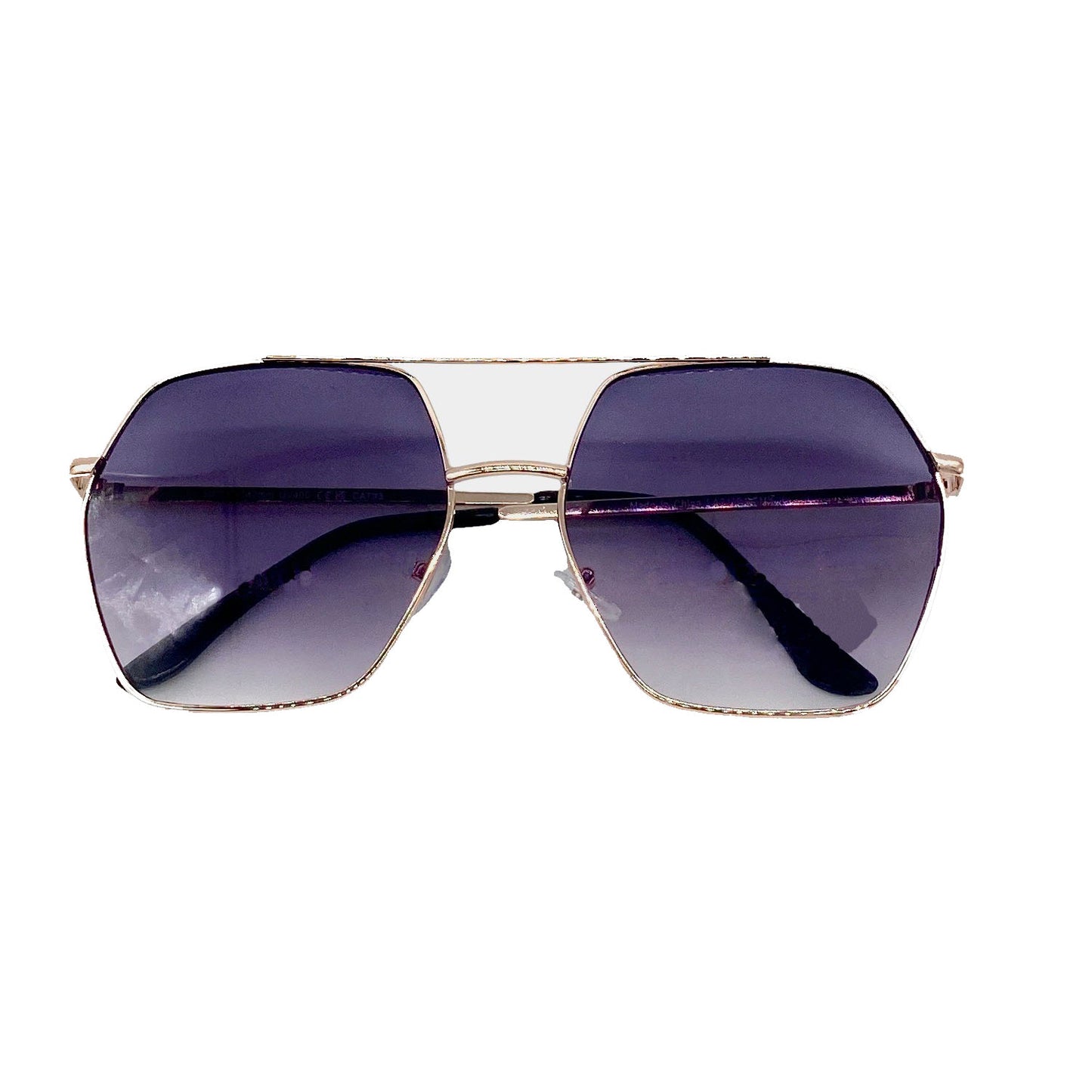 Empire Cove Polygon Sunglasses Metal Frame Classic Gradient Shades UV Protection-Gold/Smoke-