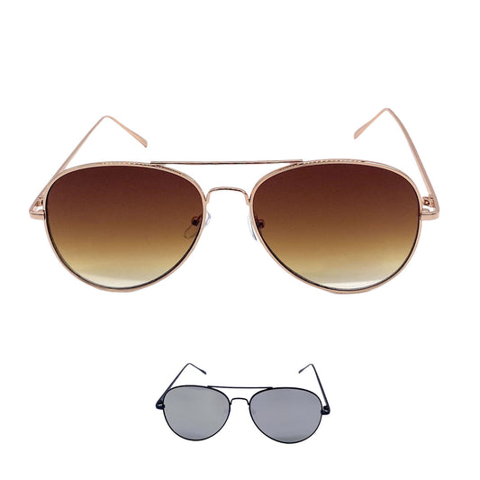 Empire Cove Classic Aviator Sunglasses Metal Frame Mirrored Lens UV Protection-Gold/Brown Gradient-
