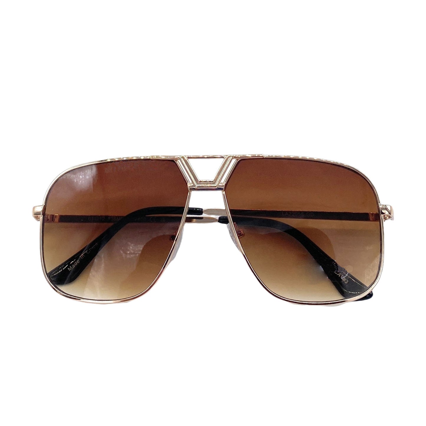 Empire Cove Oversized Aviator Sunglasses Stylish Metal Frame Gradient Shades-Gold/Brown-