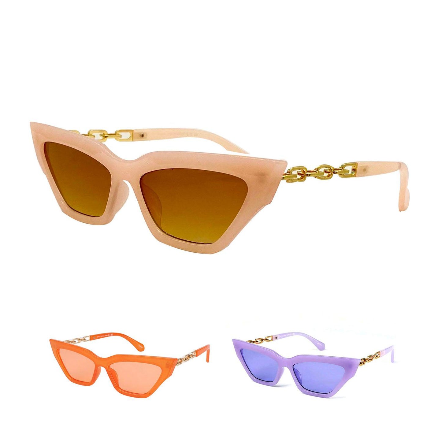 Empire Cove Retro Vintage Cat Eye Sunglasses Trendy Stylish Shades UV Protection-Pink/Brown-