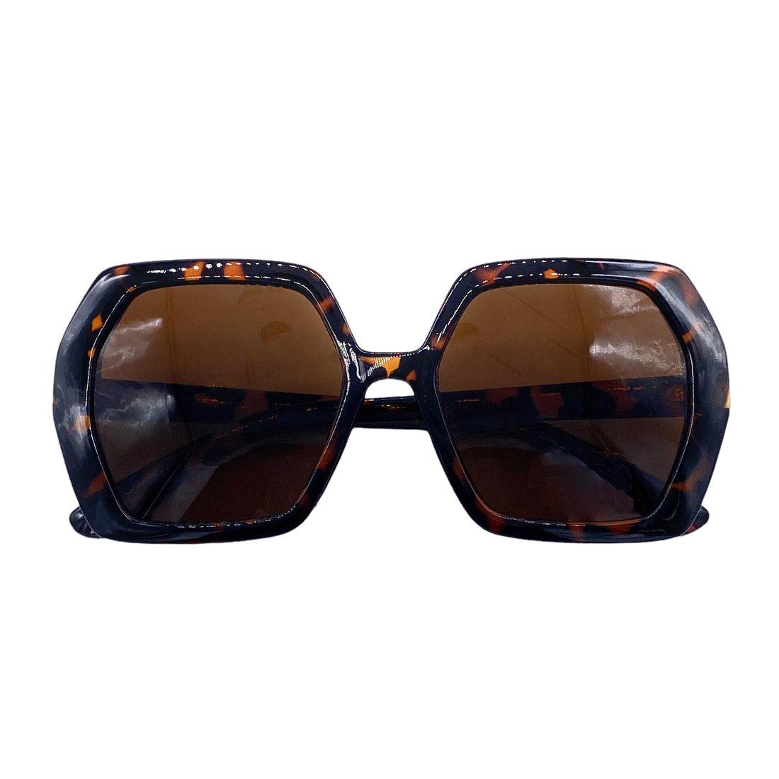 Empire Cove Oversized Square Sunglasses Hexagon Trendy Retro Classic Shades Sunnies-Black-