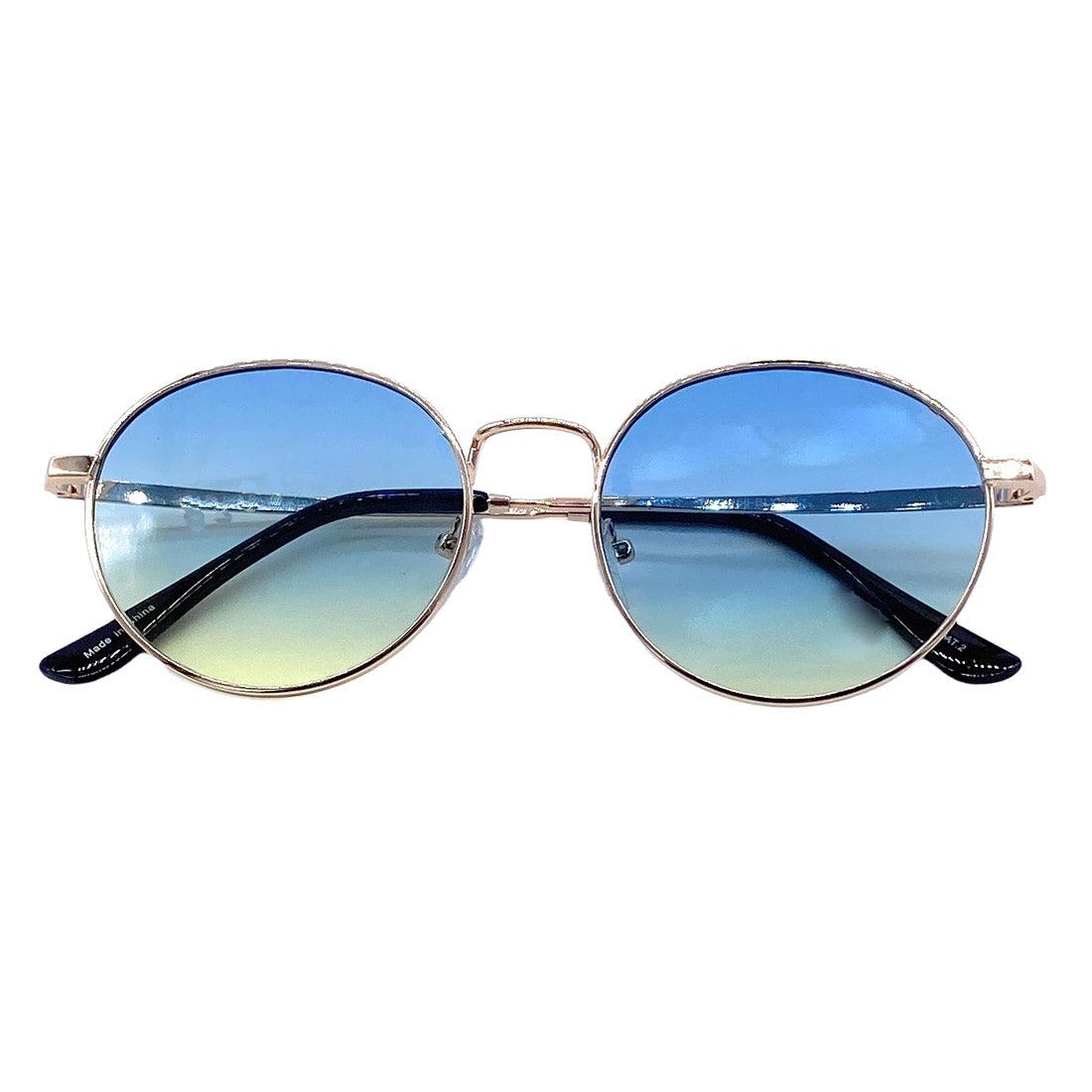 Empire Cove Classic Round Sunglasses Metal Frame Gradient Shades UV Protection-Gold/Black Yellow-