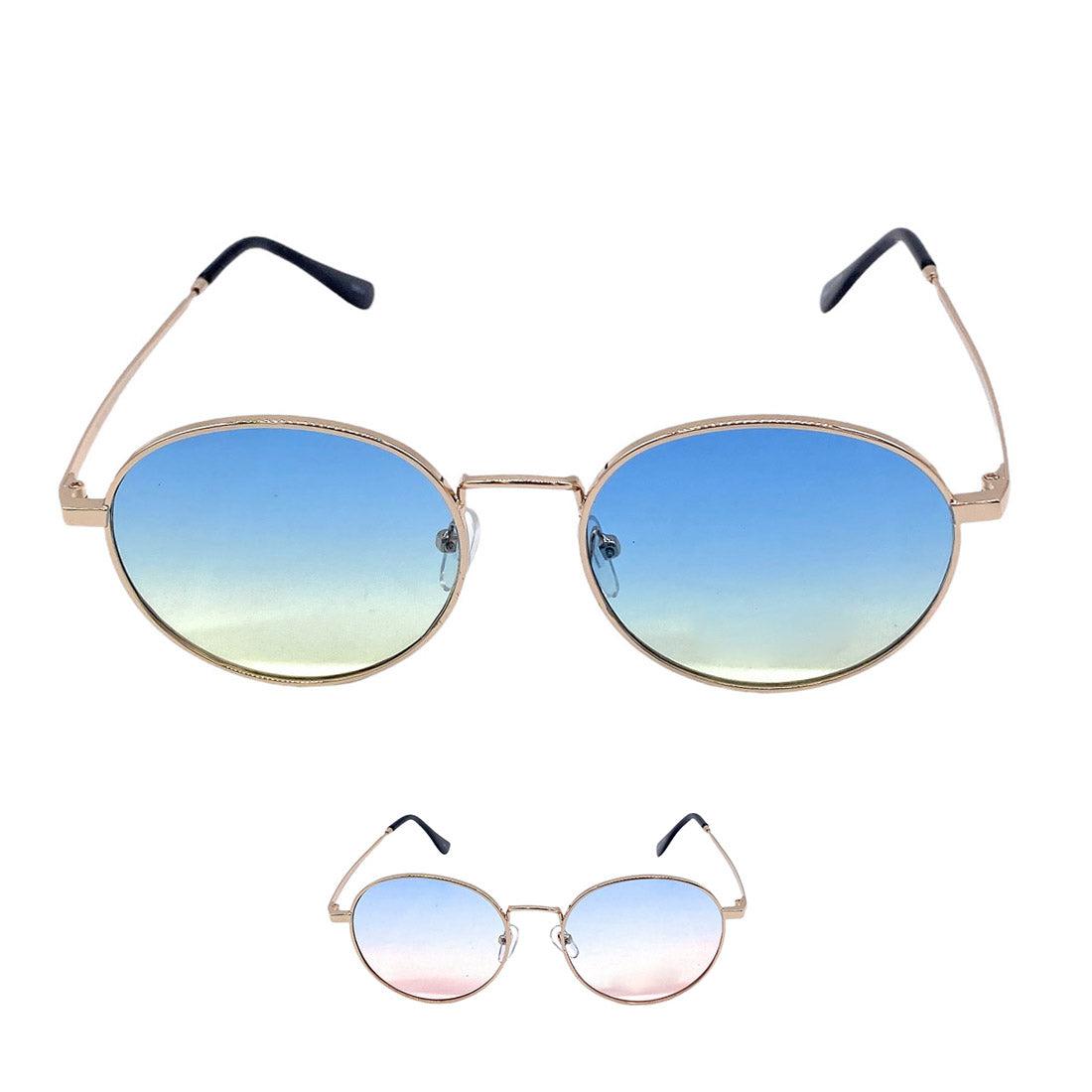 Empire Cove Classic Round Sunglasses Metal Frame Gradient Shades UV Protection-Gold/Black Yellow-