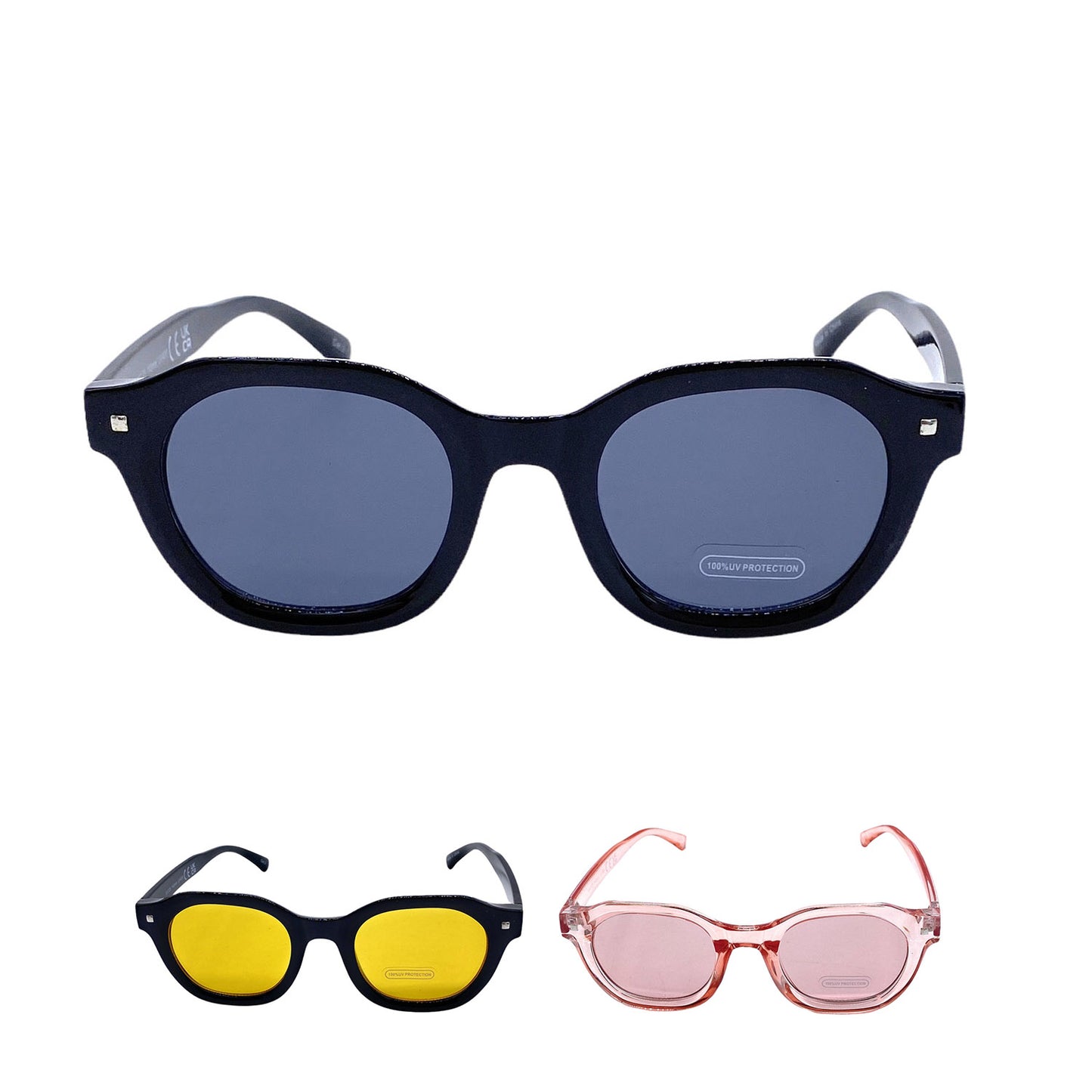 Empire Cove Round Polygon Sunglasses Retro Classic Vintage Shades Sunnies Driving-Black-