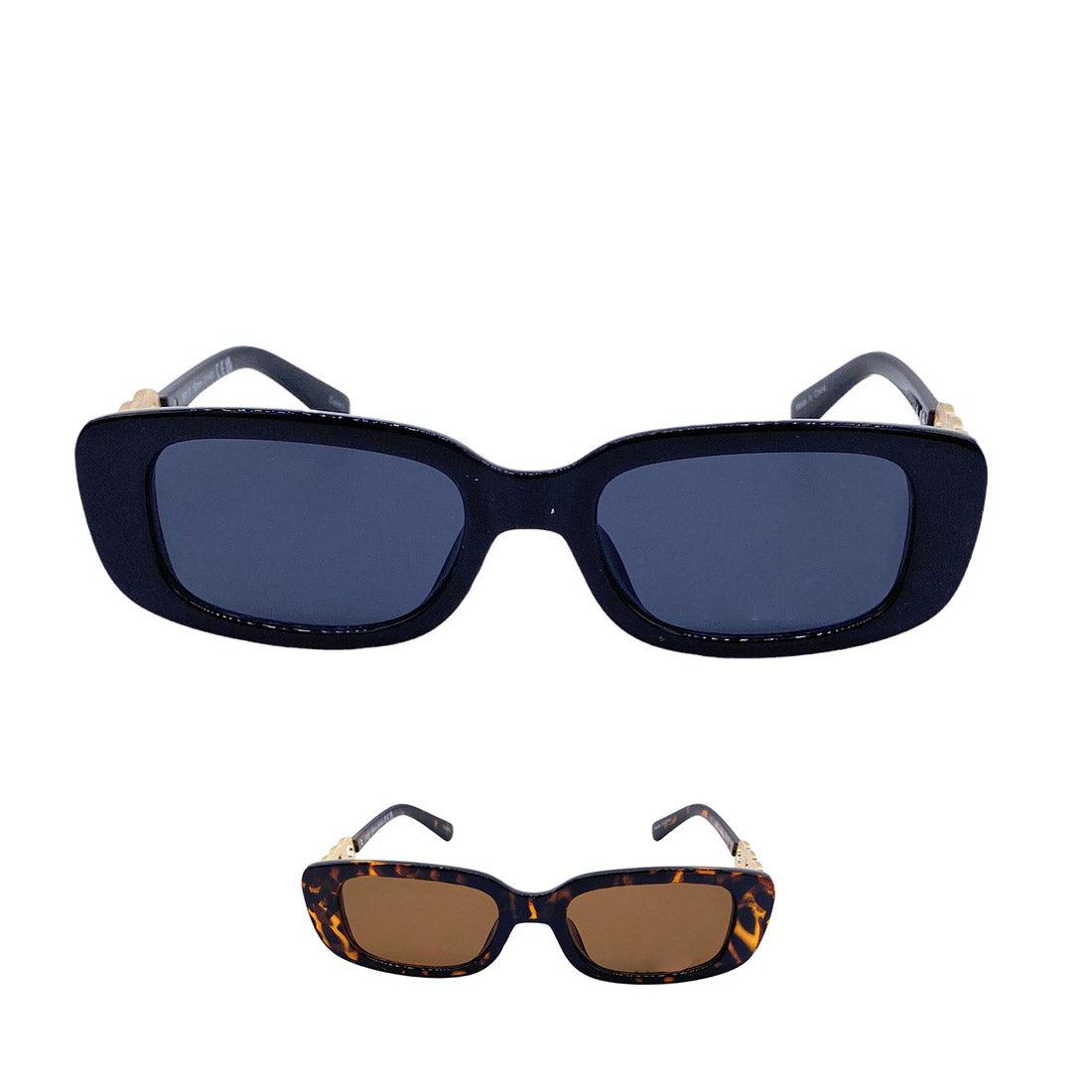 Empire Cove Rectangle Sunglasses Trendy Retro Narrow Square UV Protection Driving-Black-