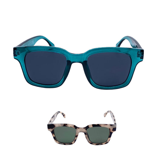 Empire Cove Classic Square Sunglasses Retro Trendy Sunnies Shades UV Protection-Teal-