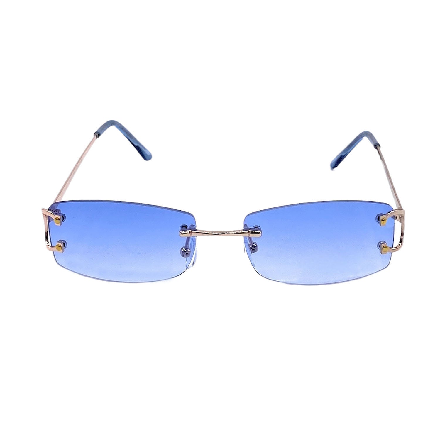 Empire Cove Rimless Sunglasses Gradient Rectangle Shades Frameless Retro Trendy-Blue-