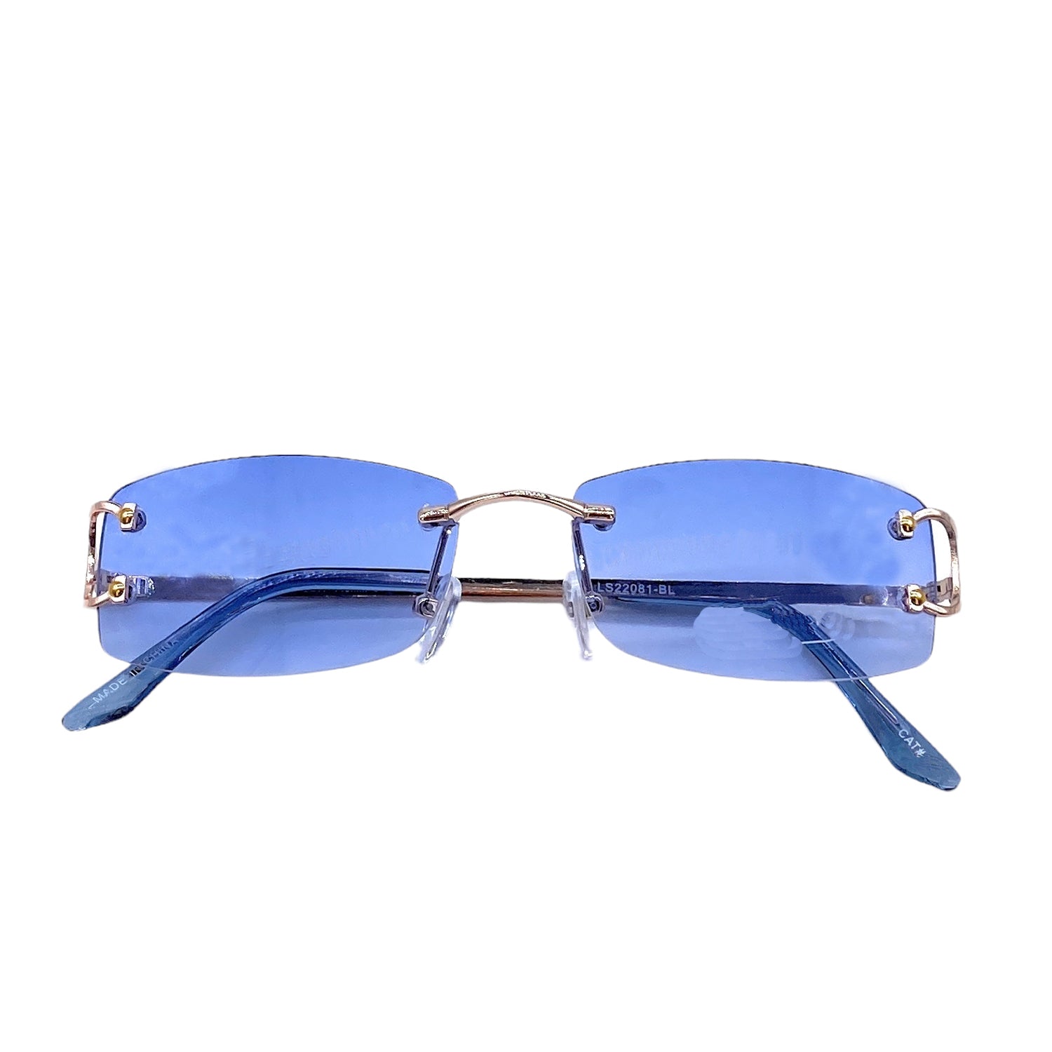 Empire Cove Rimless Sunglasses Gradient Rectangle Shades Frameless Retro Trendy-Blue-