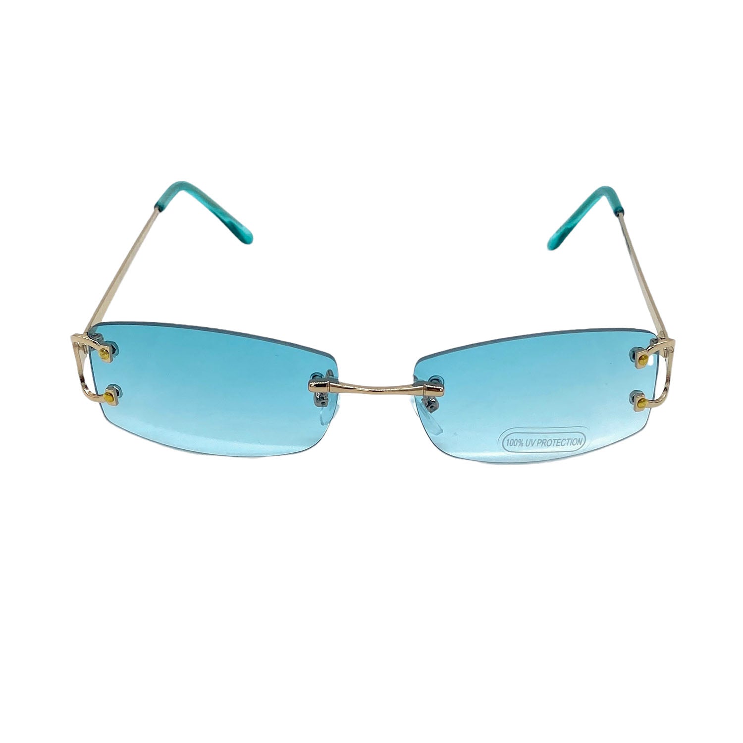 Empire Cove Rimless Sunglasses Gradient Rectangle Shades Frameless Retro Trendy-Blue-